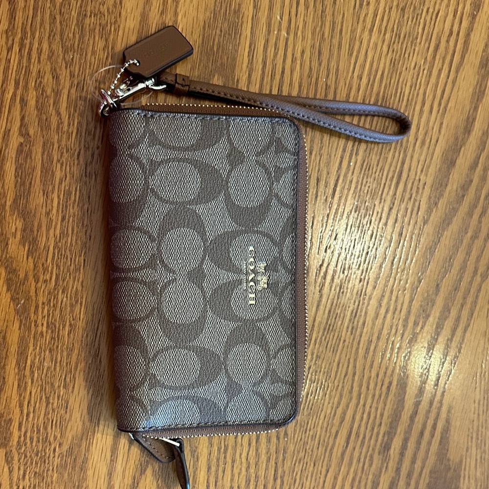 Coach Signature Brown Wristlet